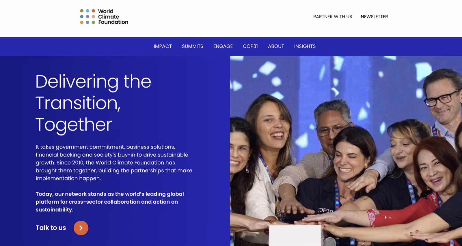 Page d'accueil du site World Climate Foundation — ONG événements climatiques internationaux